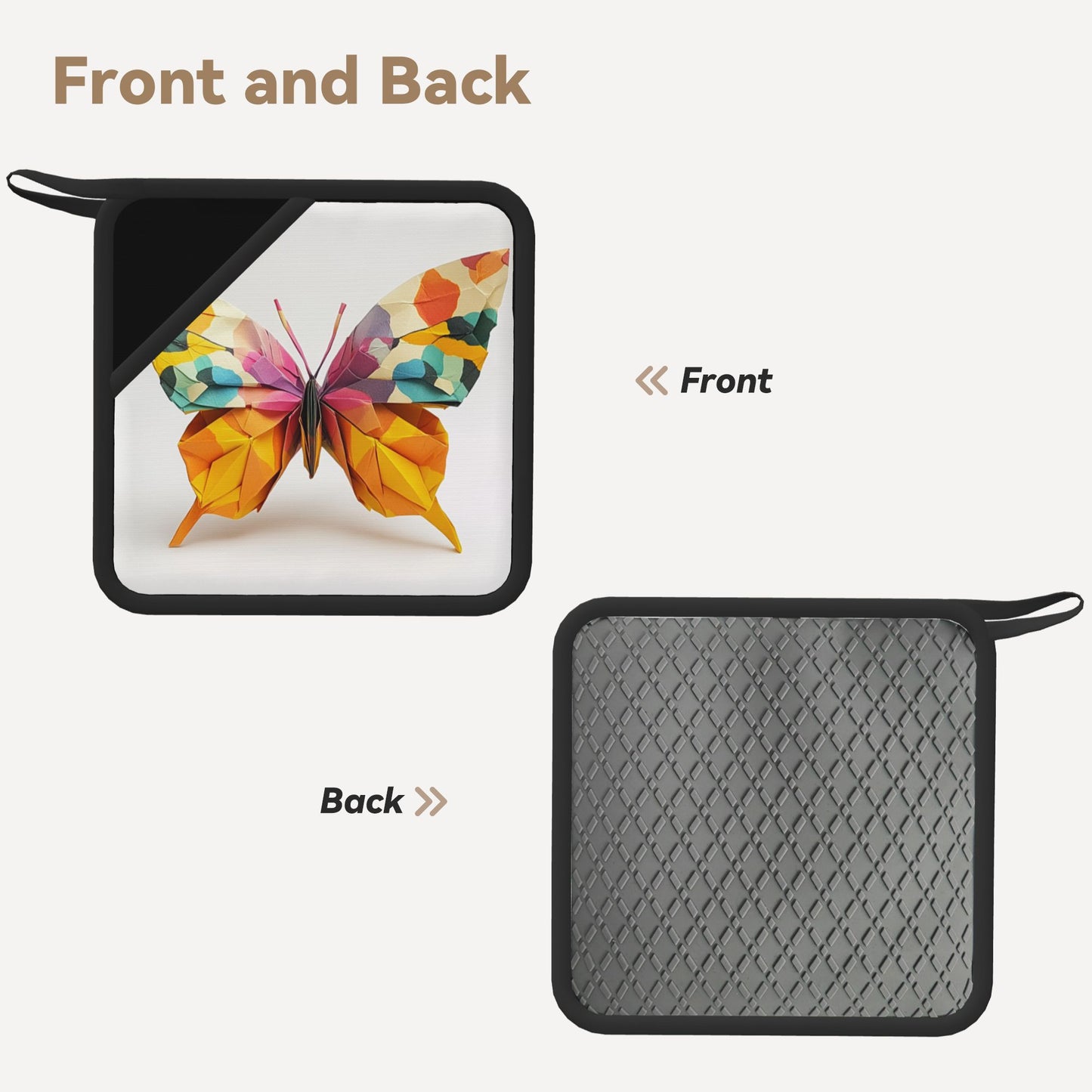 Colorful Butterfly Silicone Trivet – Heat Resistant Non-Slip Square Pad 7.1 x 7.1 in