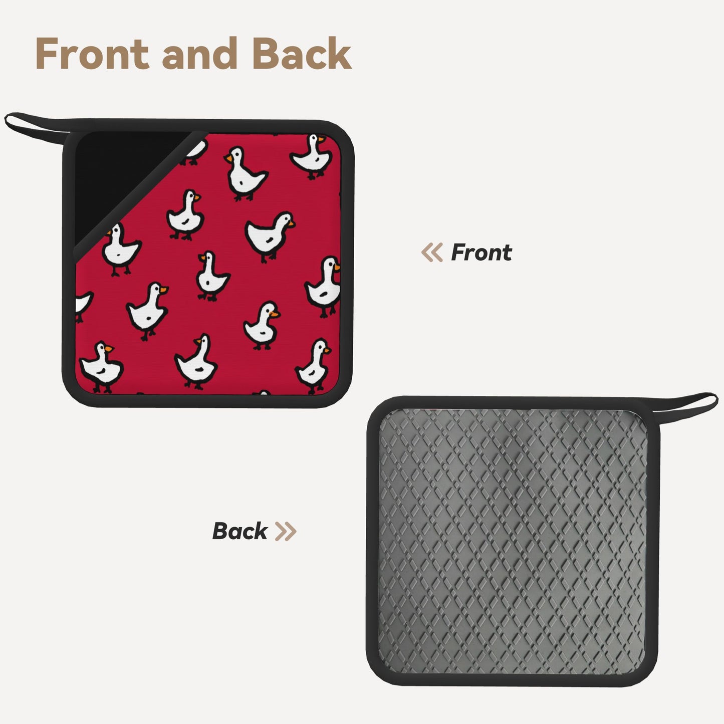 Cute White Goose Silicone Trivet – Red Cartoon Heat-Resistant Kitchen Pad 7.1x7.1in Non-Slip Mat