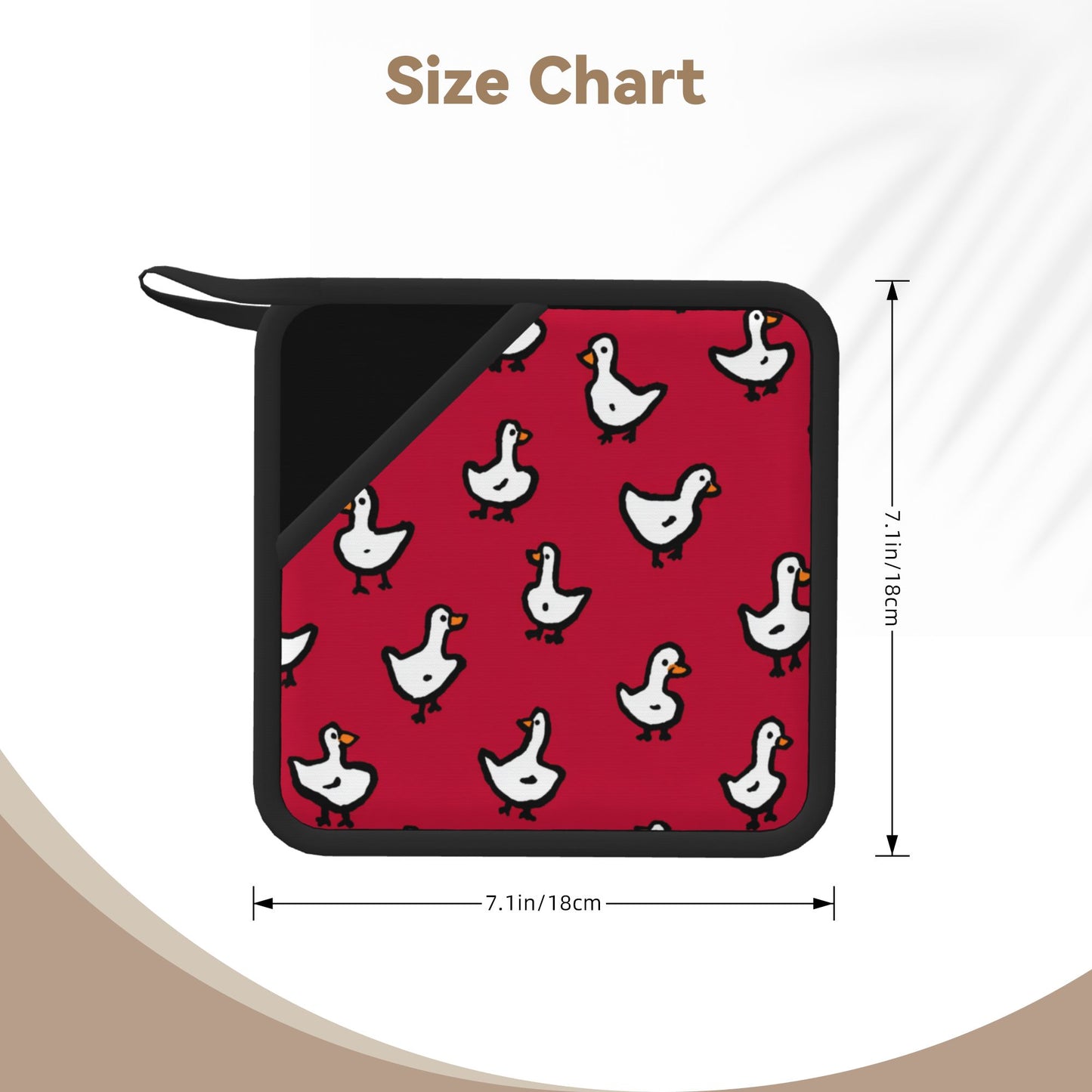 Cute White Goose Silicone Trivet – Red Cartoon Heat-Resistant Kitchen Pad 7.1x7.1in Non-Slip Mat