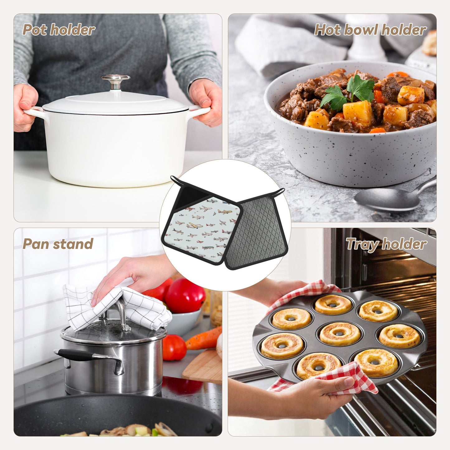 Cartoon Airplane Silicone Trivet – Heat-Resistant Non-Slip Hot Pad for Kids & Kitchen Use (7.1x7.1in)