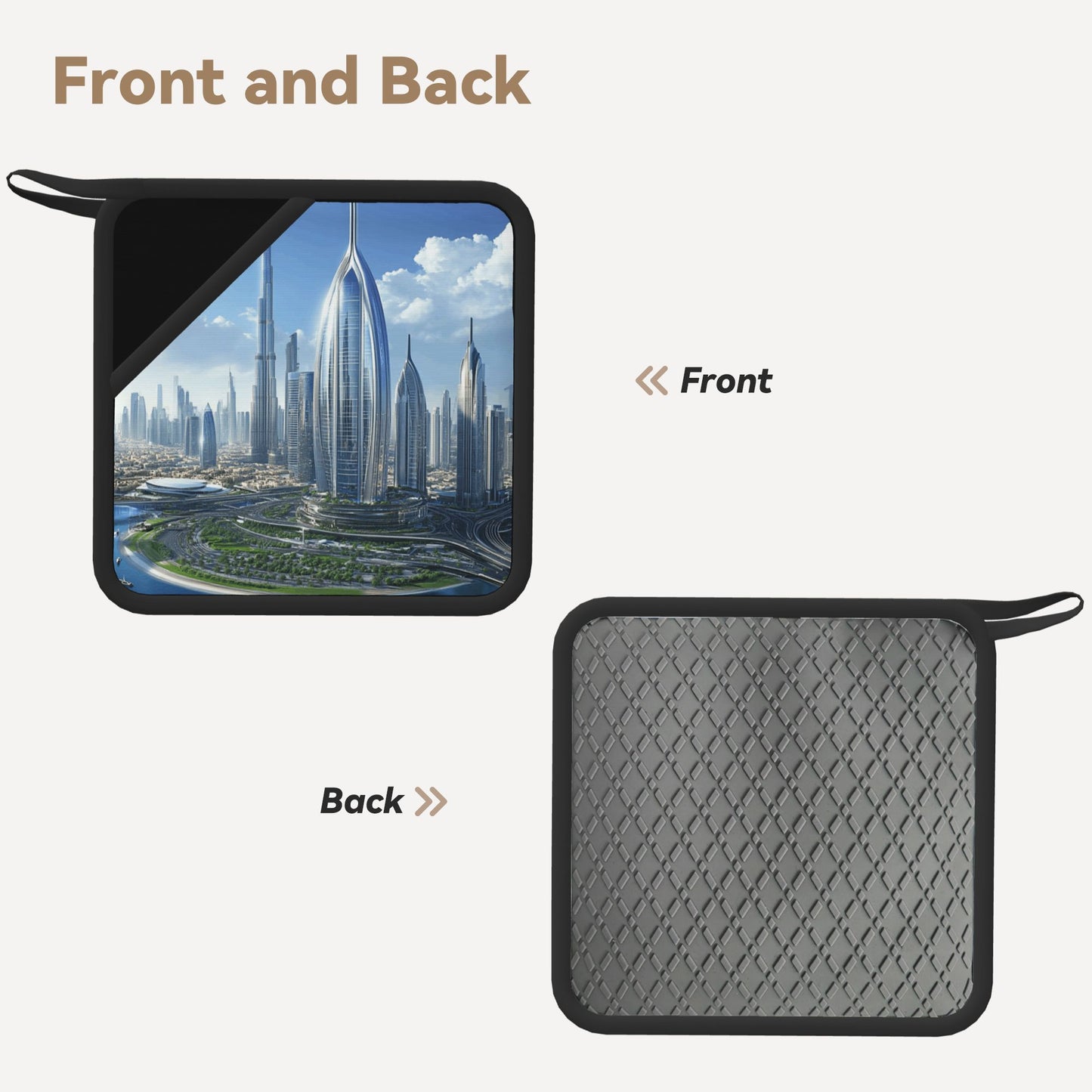 Futuristic Cityscape Silicone Trivet – Heat-Resistant Urban Skyline Hot Pad for Kitchen & Tabletop (7.1 x 7.1 in)
