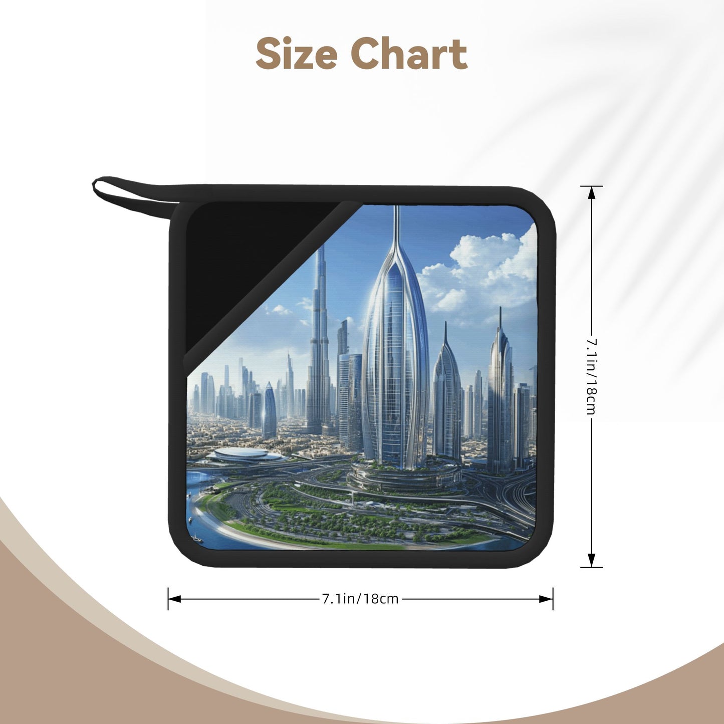Futuristic Cityscape Silicone Trivet – Heat-Resistant Urban Skyline Hot Pad for Kitchen & Tabletop (7.1 x 7.1 in)
