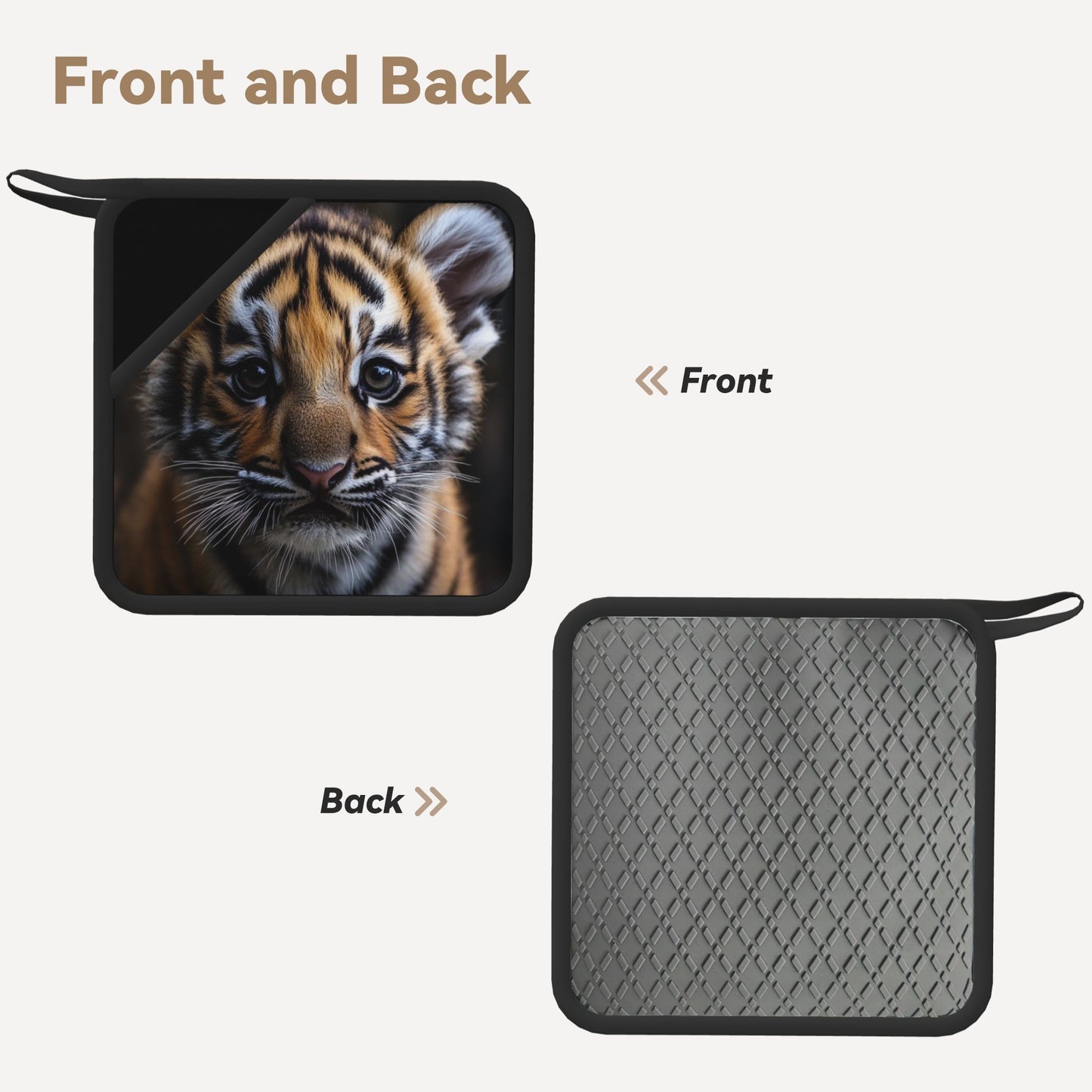 Cute Tiger Silicone Heat-Resistant Pad – Animal Print Square Trivet (7.1 x 7.1 in)