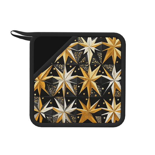 Golden Star Silicone Heat-Resistant Pad – Retro Pattern Square Trivet (7.1 x 7.1 in)