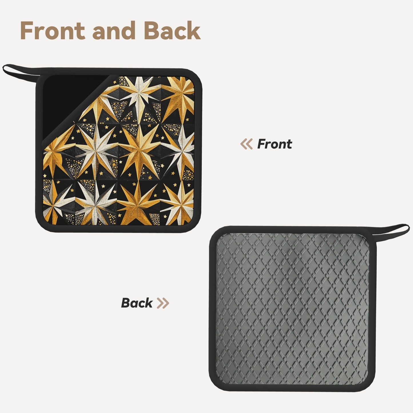 Golden Star Silicone Heat-Resistant Pad – Retro Pattern Square Trivet (7.1 x 7.1 in)
