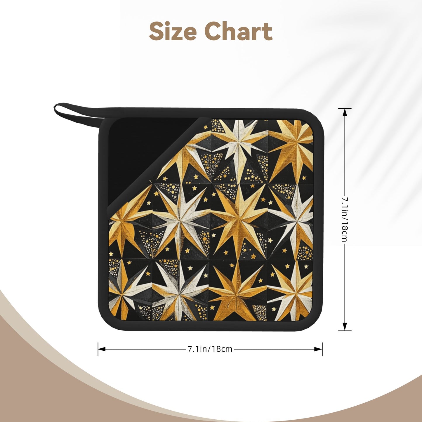Golden Star Silicone Heat-Resistant Pad – Retro Pattern Square Trivet (7.1 x 7.1 in)