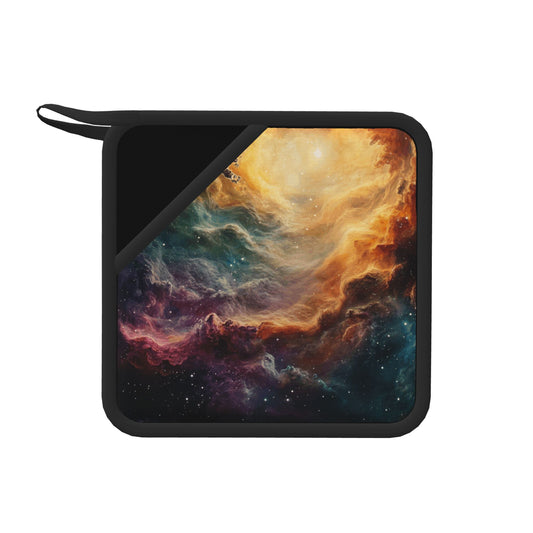 Galaxy Nebula Silicone Heat-Resistant Trivet – Cosmic Art Square Pad 7.1 x 7.1 in