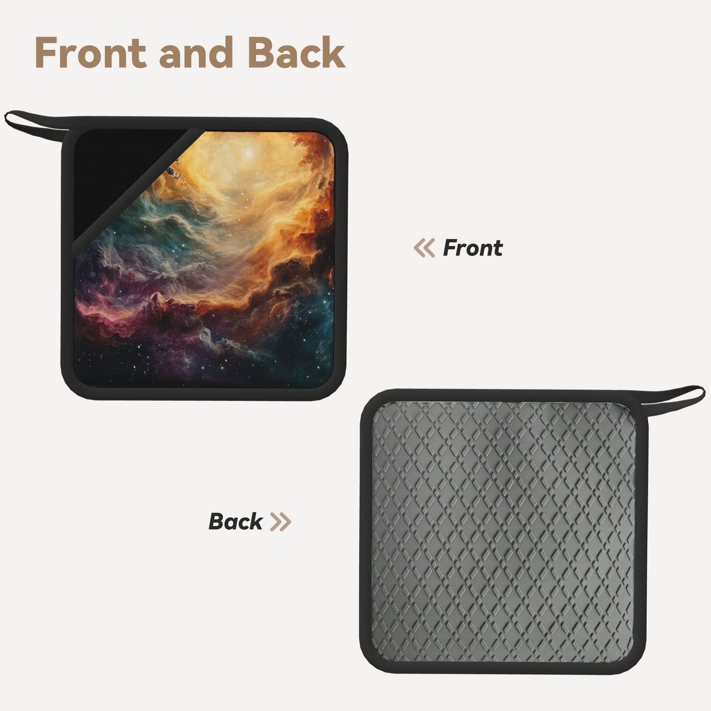Galaxy Nebula Silicone Heat-Resistant Trivet – Cosmic Art Square Pad 7.1 x 7.1 in