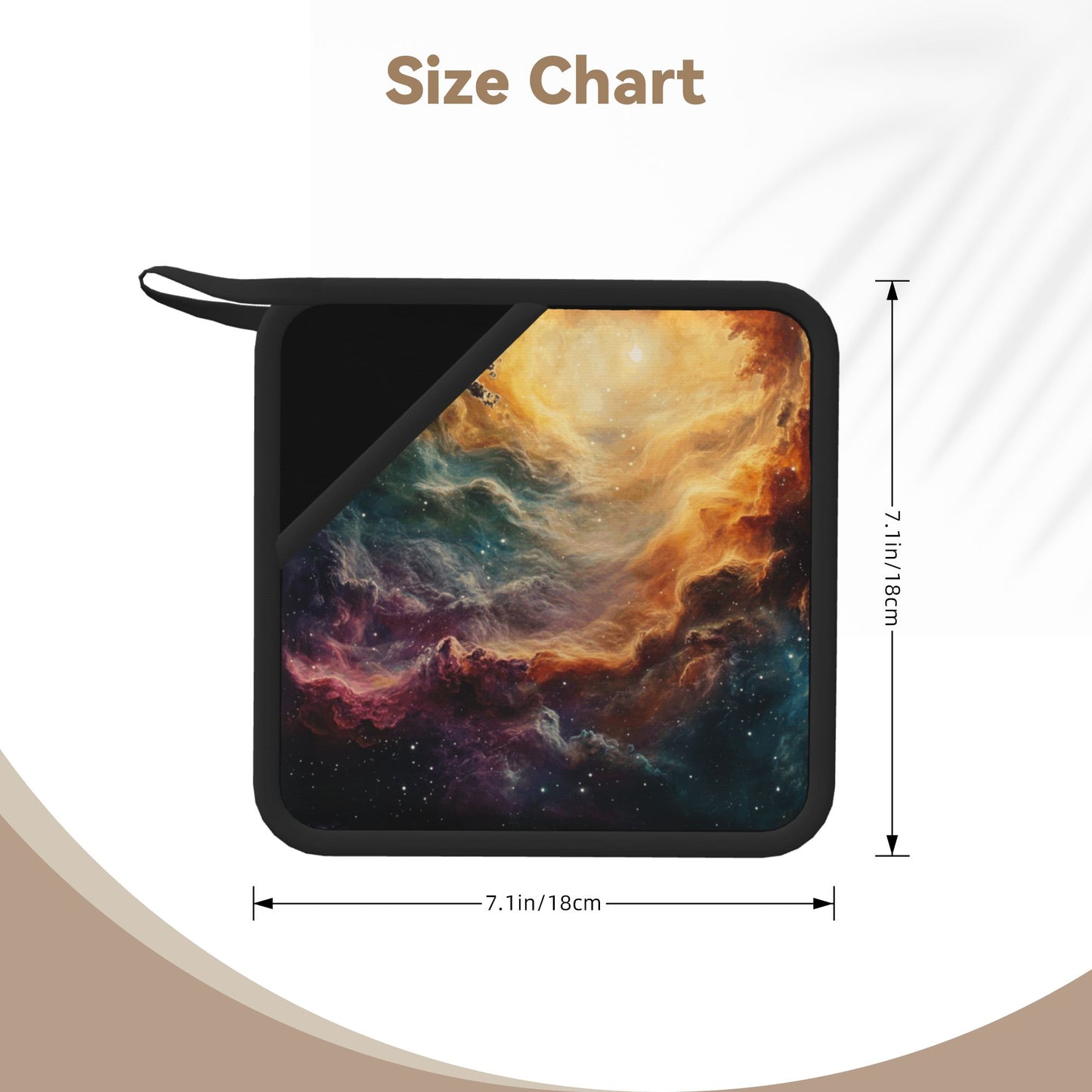 Galaxy Nebula Silicone Heat-Resistant Trivet – Cosmic Art Square Pad 7.1 x 7.1 in