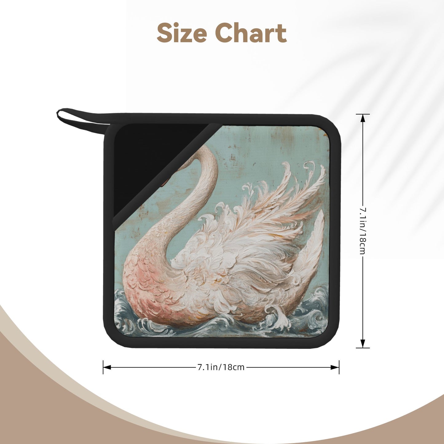 Vintage Swan Silicone Trivet – Heat-Resistant Square Pad for Kitchen 7.1 x 7.1 in