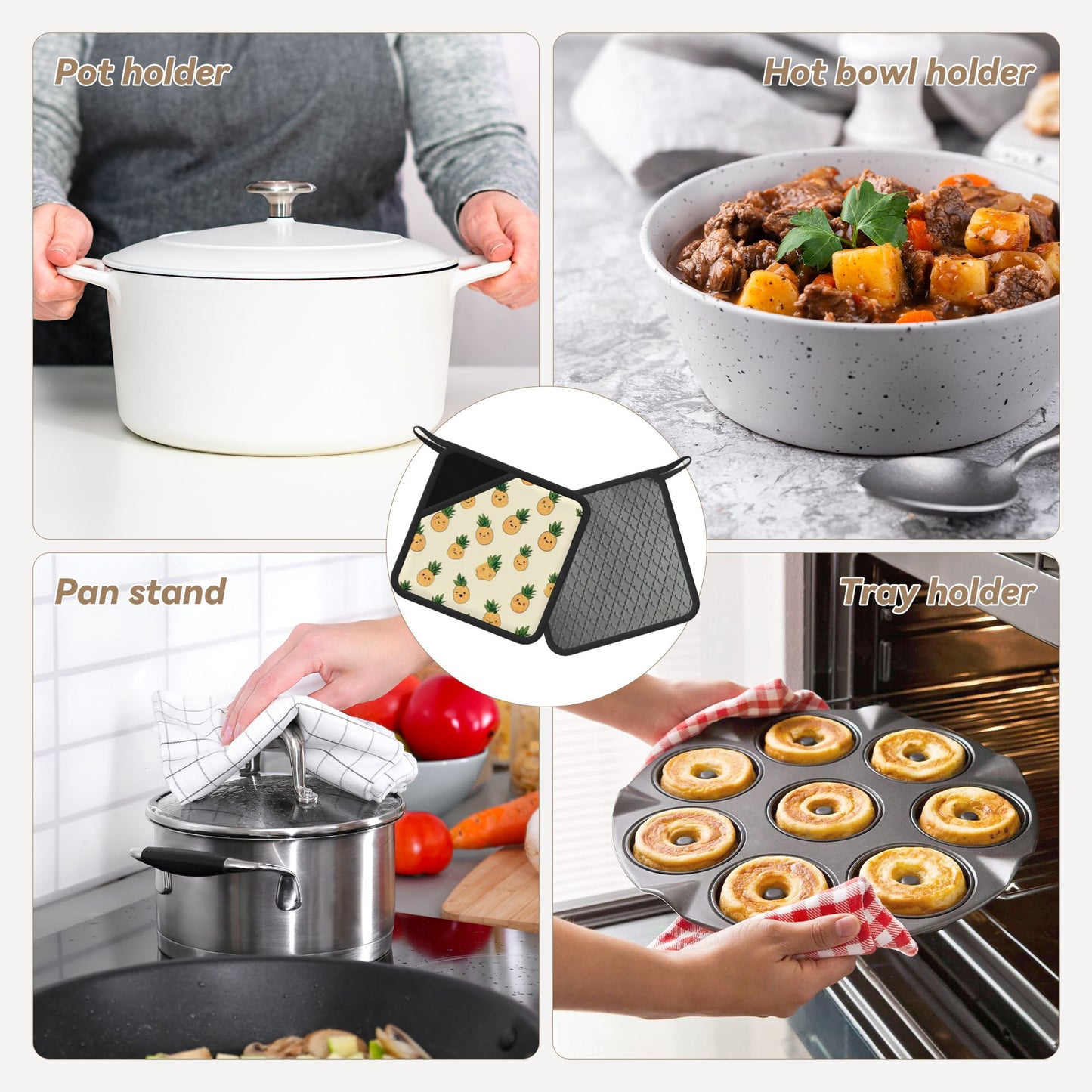 Cute Pineapple Silicone Trivet – Heat-Resistant Non-Slip Pad for Kitchen 7.1 x 7.1 in