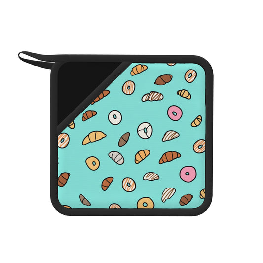 Cartoon Bakery Silicone Trivet – Cute Bread & Donuts Pattern Heat-Resistant Mat 7.1x7.1in Non-Slip Table Pad
