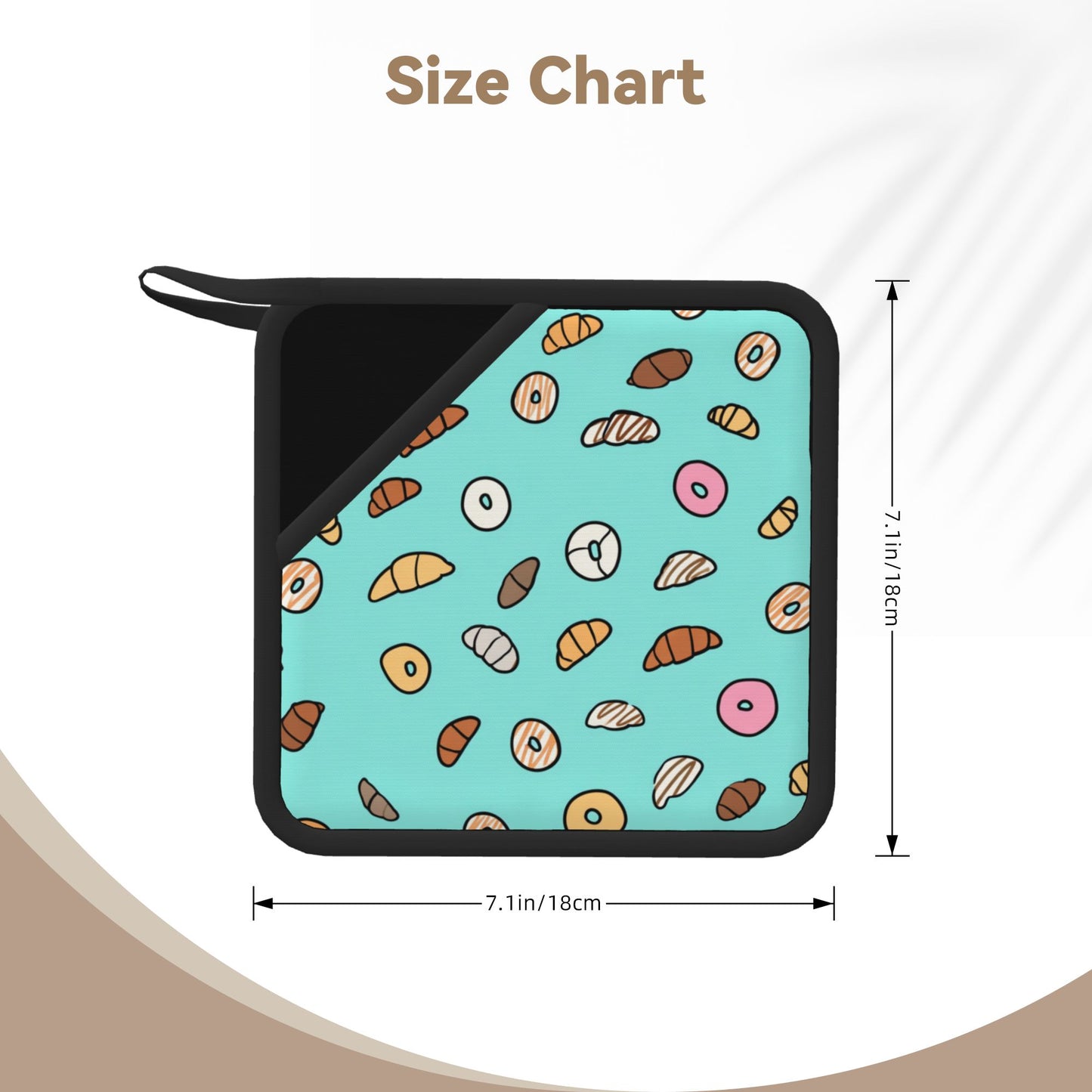 Cartoon Bakery Silicone Trivet – Cute Bread & Donuts Pattern Heat-Resistant Mat 7.1x7.1in Non-Slip Table Pad